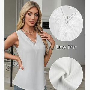 Chic White Lace Accent Women's Blouse